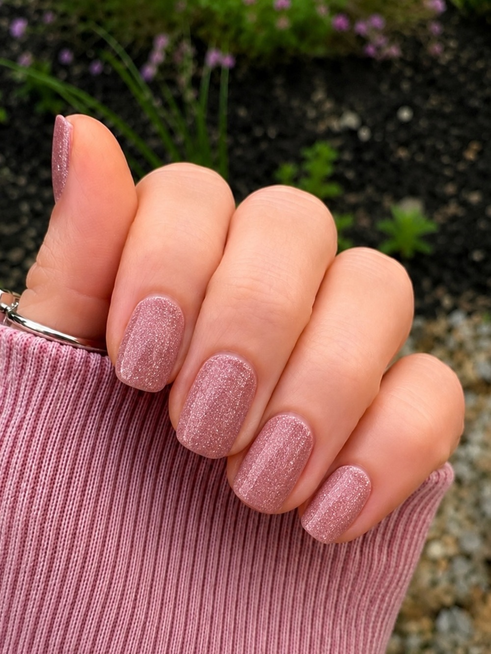 Rose Gold Shimmer Gel Nail Wraps | Blush Pink Glitter Nail Stickers | 22 Count
